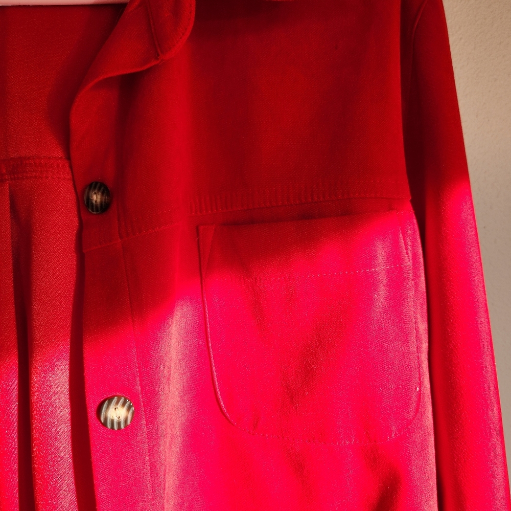 Red Button Down Shacket - Medium - Picture 3 of 5